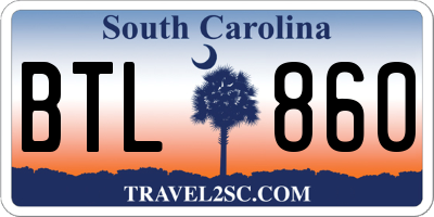 SC license plate BTL860