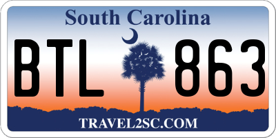 SC license plate BTL863