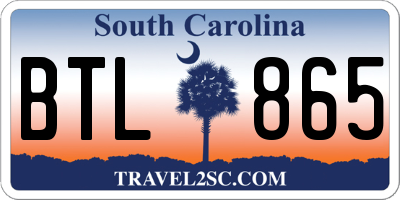 SC license plate BTL865