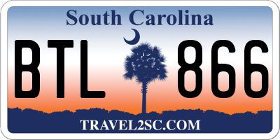 SC license plate BTL866