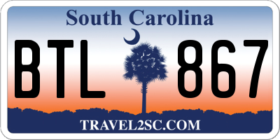 SC license plate BTL867