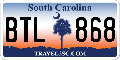 SC license plate BTL868