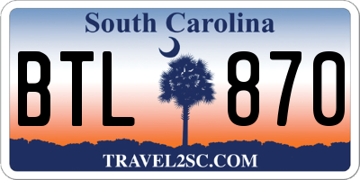SC license plate BTL870