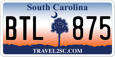 SC license plate BTL875