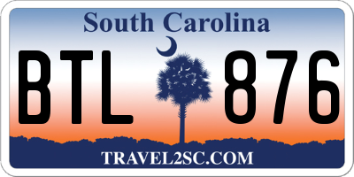SC license plate BTL876