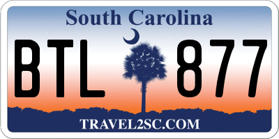 SC license plate BTL877