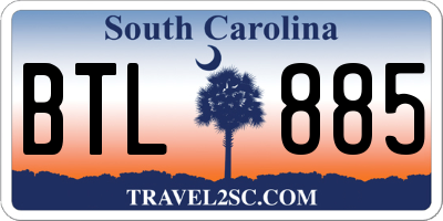 SC license plate BTL885