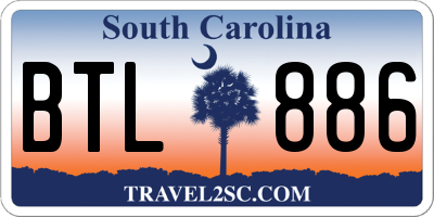 SC license plate BTL886