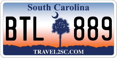 SC license plate BTL889