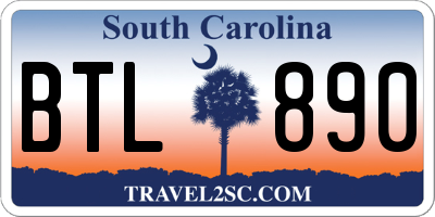 SC license plate BTL890