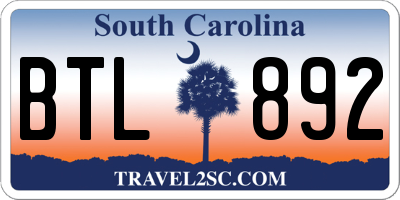 SC license plate BTL892