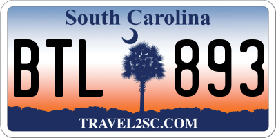 SC license plate BTL893