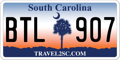 SC license plate BTL907