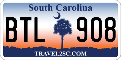 SC license plate BTL908