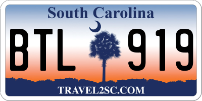 SC license plate BTL919