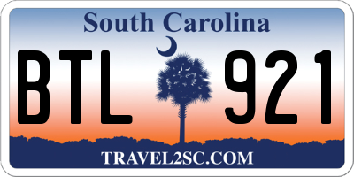 SC license plate BTL921