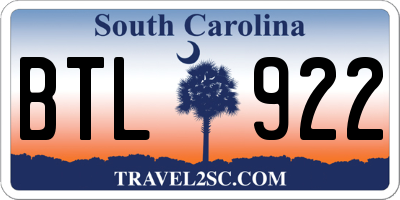 SC license plate BTL922