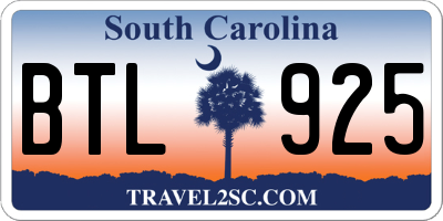 SC license plate BTL925