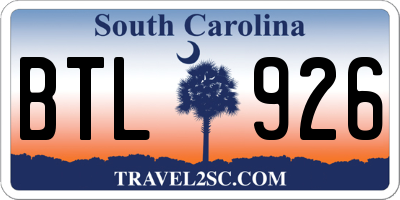 SC license plate BTL926
