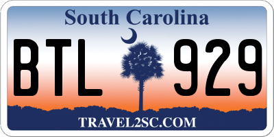 SC license plate BTL929