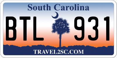 SC license plate BTL931