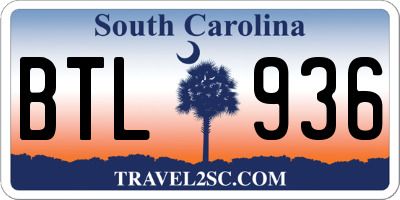 SC license plate BTL936