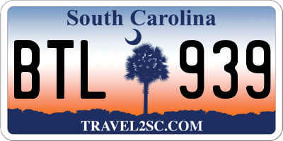 SC license plate BTL939