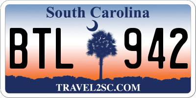 SC license plate BTL942