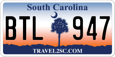 SC license plate BTL947