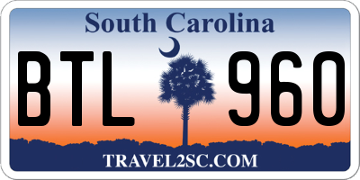 SC license plate BTL960