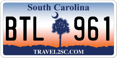 SC license plate BTL961
