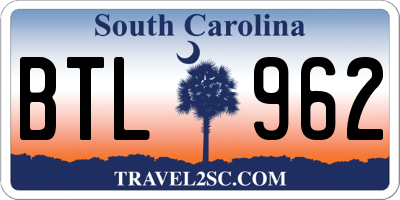 SC license plate BTL962