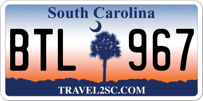 SC license plate BTL967