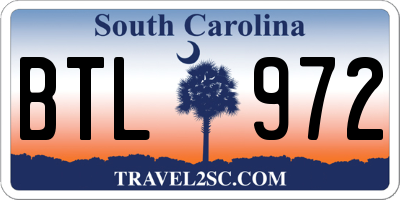 SC license plate BTL972