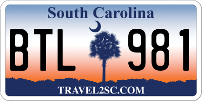SC license plate BTL981