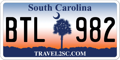 SC license plate BTL982
