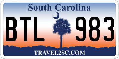 SC license plate BTL983