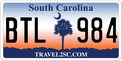 SC license plate BTL984