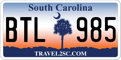SC license plate BTL985