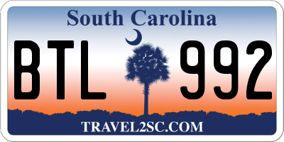 SC license plate BTL992