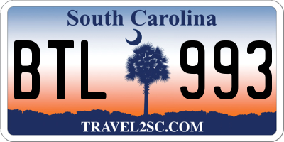 SC license plate BTL993
