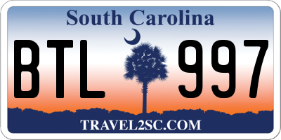 SC license plate BTL997