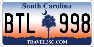 SC license plate BTL998