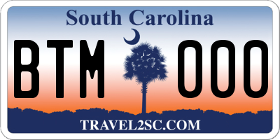 SC license plate BTM000