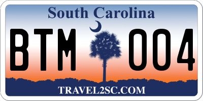 SC license plate BTM004