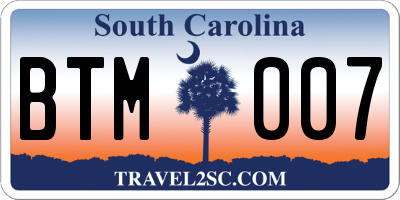 SC license plate BTM007