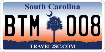 SC license plate BTM008