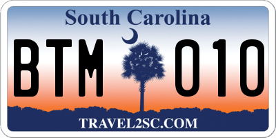 SC license plate BTM010