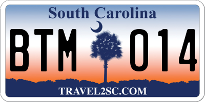 SC license plate BTM014
