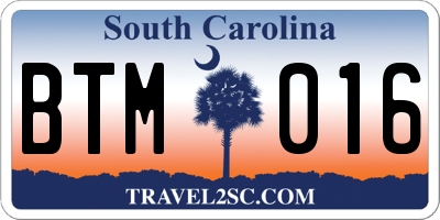 SC license plate BTM016